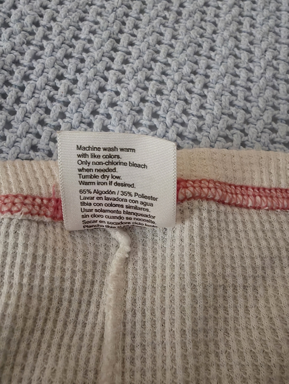Vintage Hanes 1990s 2000s Y2k Pink Stitching White Thermal Pants View 5